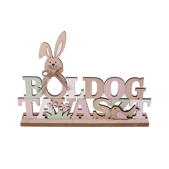 Dekoráció fa Boldog tavaszt felirattal 28x18 cm