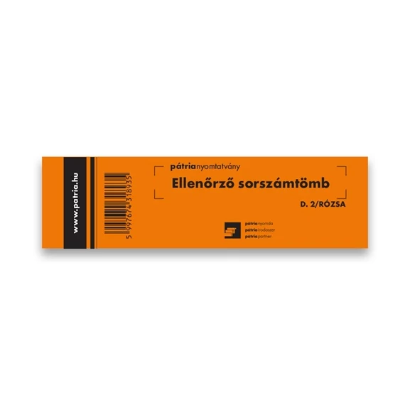 Ellenőrző sorszámtömb 100 lapos 146x40 mm rózsa