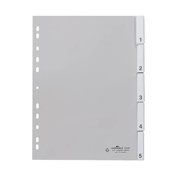 Elválasztólap PP Durable A/4 1-5-ig szürke