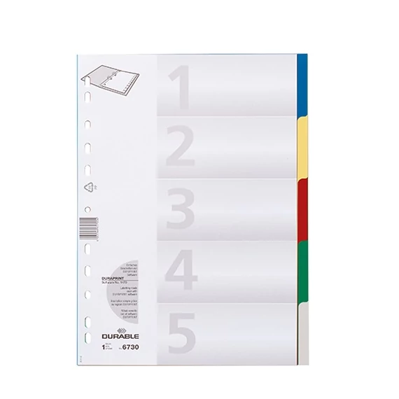 Elválasztólap PP Durable A/4 5 részes színes