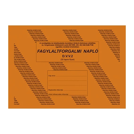 Fagylaltforgalmi napló 50 lapos A/4 fekvő
