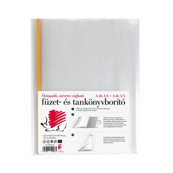 Füzet- és Tankönyvborító Ico Süni A/4 6 db +A/5 4 db (öntapadós) 10 db/csomag