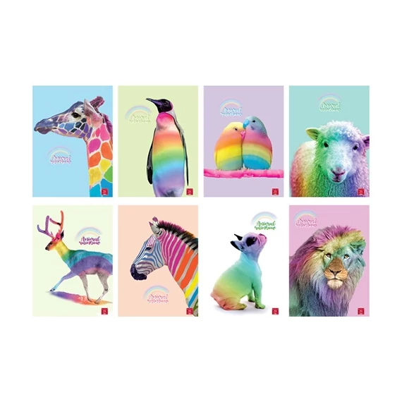 Füzet Pigna Animal Rainbow A/4 tűzött 38 lapos kockás