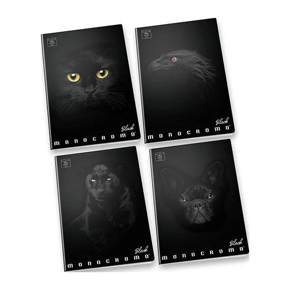 Füzet Pigna Monocromo Black A/4 38 lapos kockás
