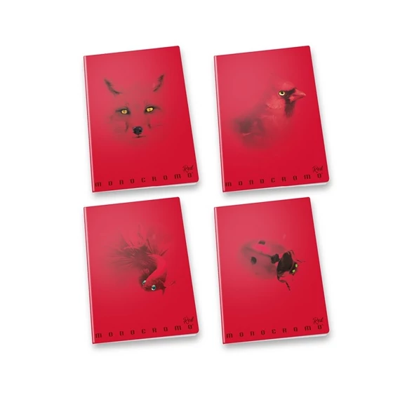 Füzet Pigna Monocromo Red A/4 tűzött 38 lapos vonalas