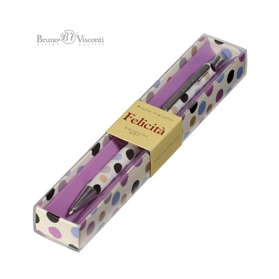 Golyóstoll Bruno Visconti 0,7mm kék, fém test, Felicita - Dots