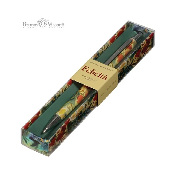 Golyóstoll Bruno Visconti 0,7mm kék, fém test, Felicita - páfrány