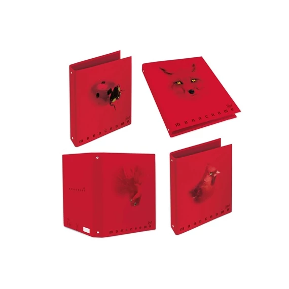 Gyűrűs könyv Pigna Monocromo Red A/4 4 gyűrűs 40 mm gerinccel, vegyes minták