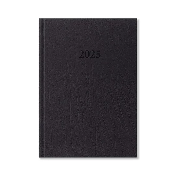 Határidőnapló Period Standard B/5 heti fekete műbőr 2025