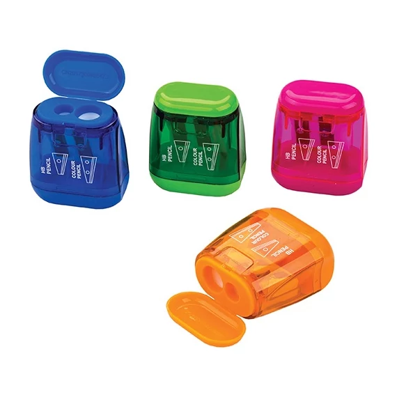 Hegyező Centrum 2 lyukú műanyag tartályos 4,2x2,5x5 cm vegyes színek