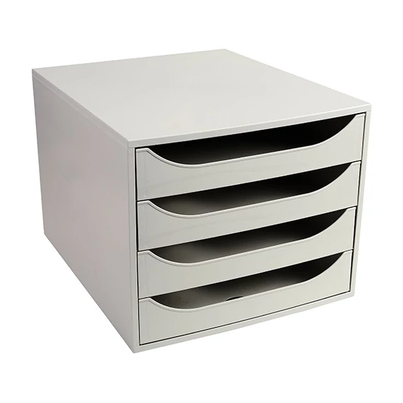 Irattartó box műanyag Exacompta Ecobox 4 fiókos szürke