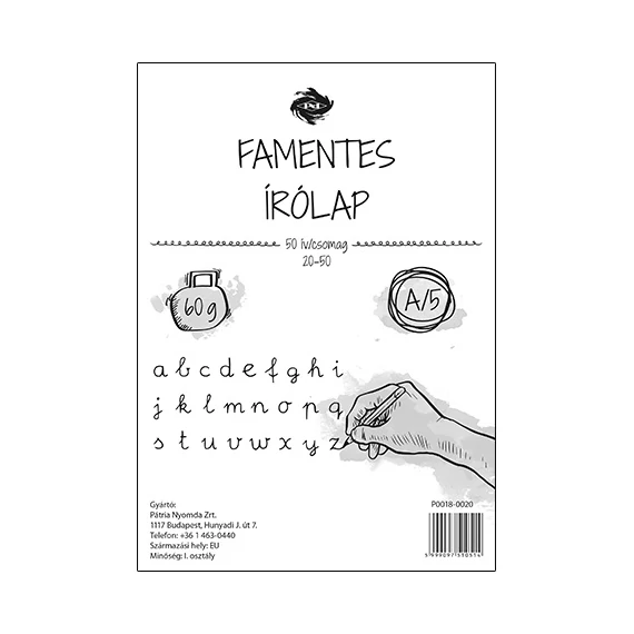 Írólap pd A/5 famentes 20-50