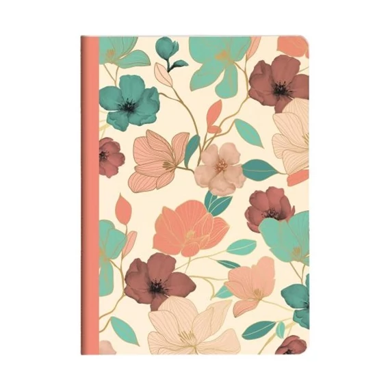 Jegyzetfüzet Clairefontaine Gaia bézs, A/5, 14,8x21 cm, 48 lapos, vonalas, vegyes minta