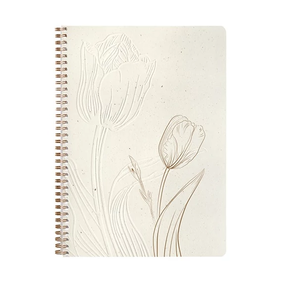 Jegyzetfüzet Clairefontaine Tulip paper, spirálos, A/4, 21x29,7cm, 74 lapos, pontozott