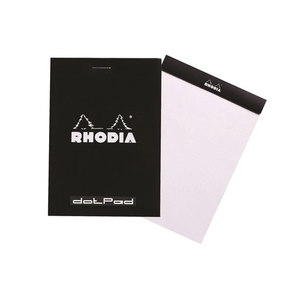 Jegyzettömb Clairefontaine Rhodia 8.5x12 cm 80 lapos ponthálós fekete