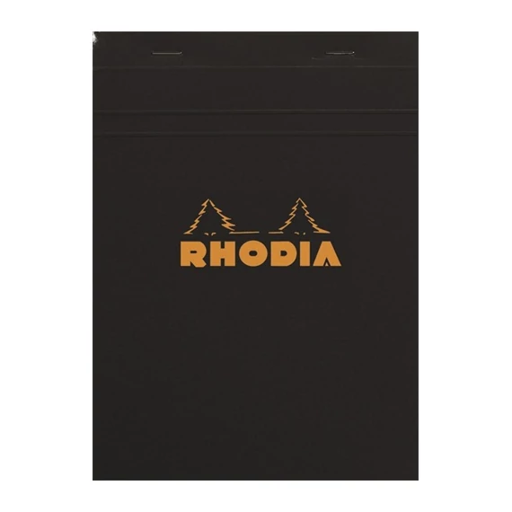 Jegyzettömb Clairefontaine Rhodia Black A/4 80 lapos vonalas margós
