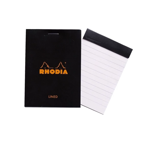 Jegyzettömb Clairefontaine Rhodia Black A/6 80 lapos vonalas
