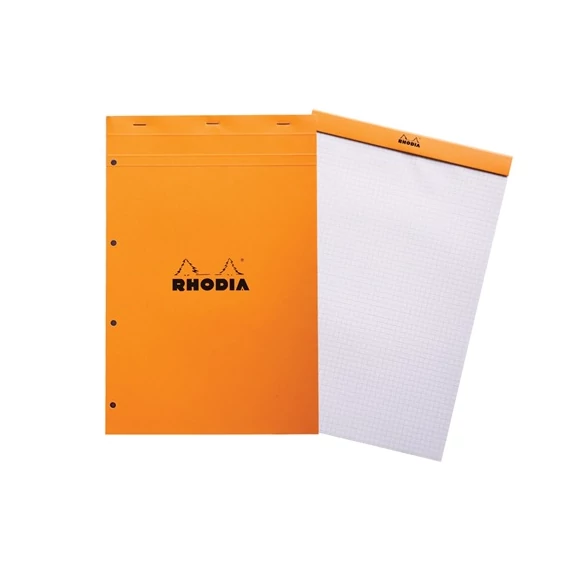 Jegyzettömb Clairefontaine Rhodia Orange A/4+ 80 lapos kockás lyukasztott