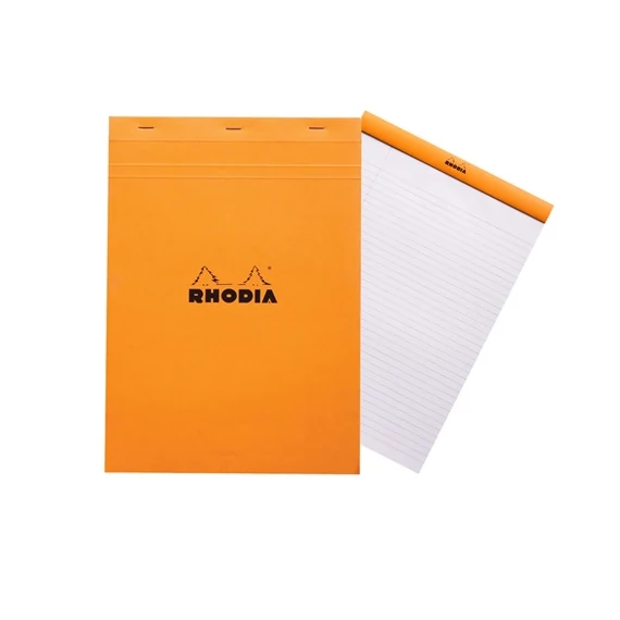 Jegyzettömb Clairefontaine Rhodia Orange A/4 80 lapos vonalas margós