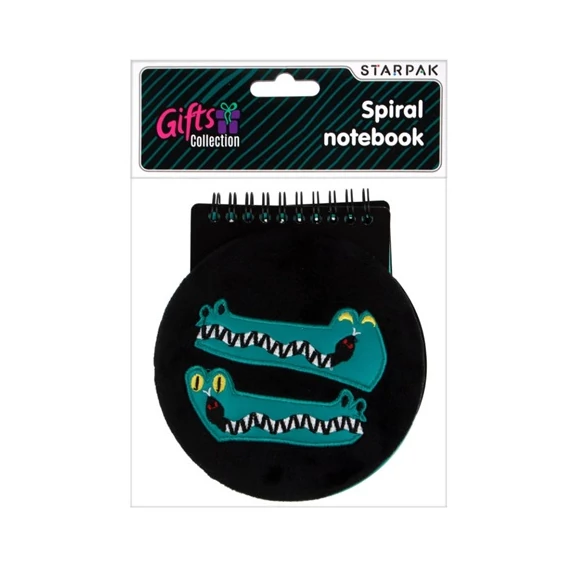 Jegyzettömb Starpak 14,5x13 cm kerek plüss spirálos krokodil