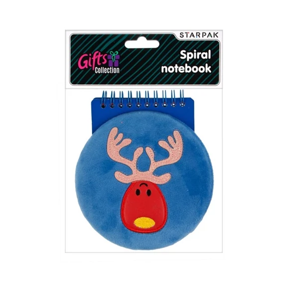 Jegyzettömb Starpak 14,5x13 cm kerek plüss spirálos rénszarvas