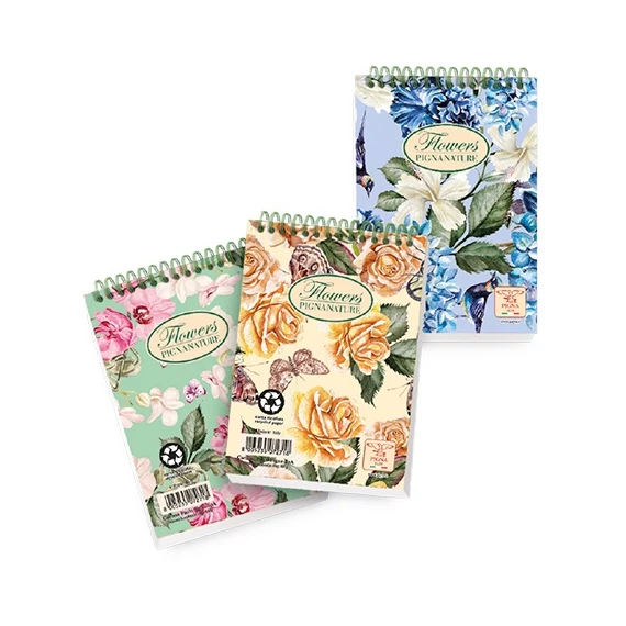 Jegyzettömb spirálos Pigna Nature Flowers A/5 50 lapos kockás