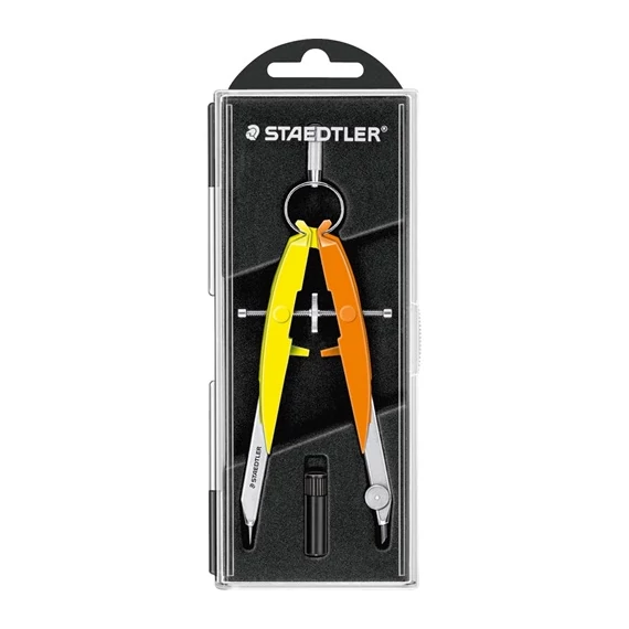 Körző Staedtler Mars Comfort 556 Neon 3 precíziós geometriai sárga/narancs pótheggyel