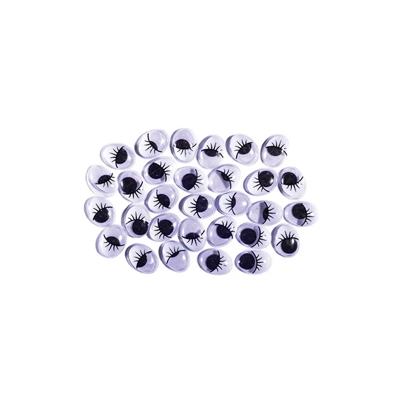 Kreatív Junior ovális mozgószem, szempillával, 12x16 mm, 30 db/csomag