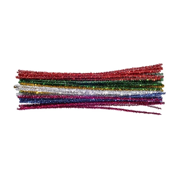 Kreatív Junior zseníliaszál vegyes csillámos, 30 cm, 30 db/csomag, 6 mm
