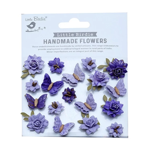 Kreatív dekorvirág Little Birdie Cloria Lavender Whisper 18 részes levendula