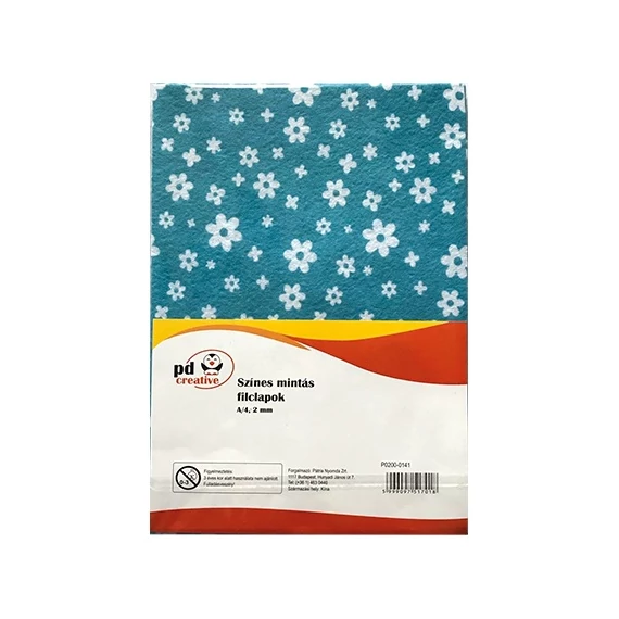 Kreatív pd textil filclapok A/4 2mm mintás vegyes 10 ív/csomag