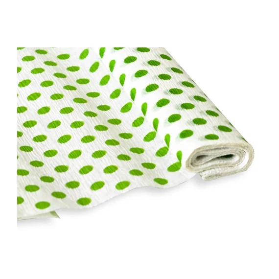 Krepp-papír Jolly 50x200 cm 28g/m2 fehér zöld pöttyökkel