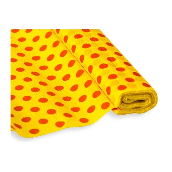 Krepp-papír Jolly 50x200 cm 28g/m2 sárga piros pöttyökkel