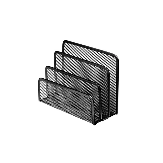 Levéltartó Forofis 3 rekeszes fémhálós 17,8x7,6x12 cm fekete
