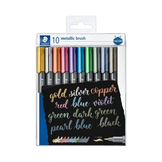 Művészeti ecsetfilc Staedtler Design Journey metálszínű 10 db-os klt.