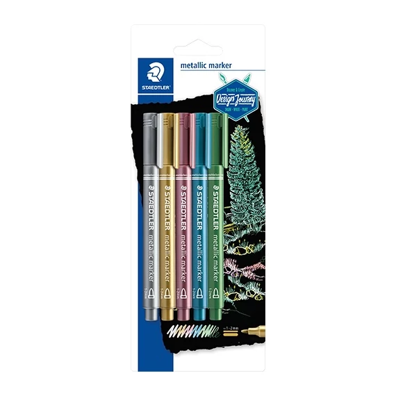 Művészeti marker Staedtler Design Journey metálszínű 5 db-os bliszteres