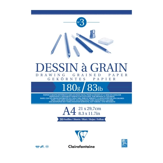 Művészeti rajztömb Clairefontaine A/4 30 lap 180g ragasztott fehér