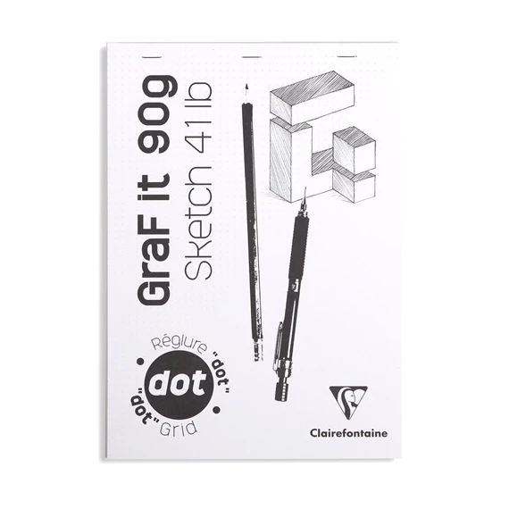 Művészeti rajztömb Clairefontaine GRAFiT A/4 80 lap 90g ragasztott fehér ponthálós