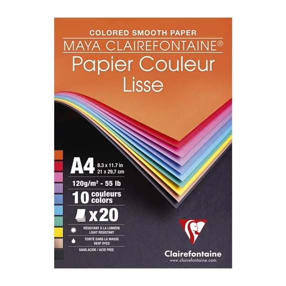Művészeti rajztömb Clairefontaine Maya A/4 20 lap 120g ragasztott vegyes színek