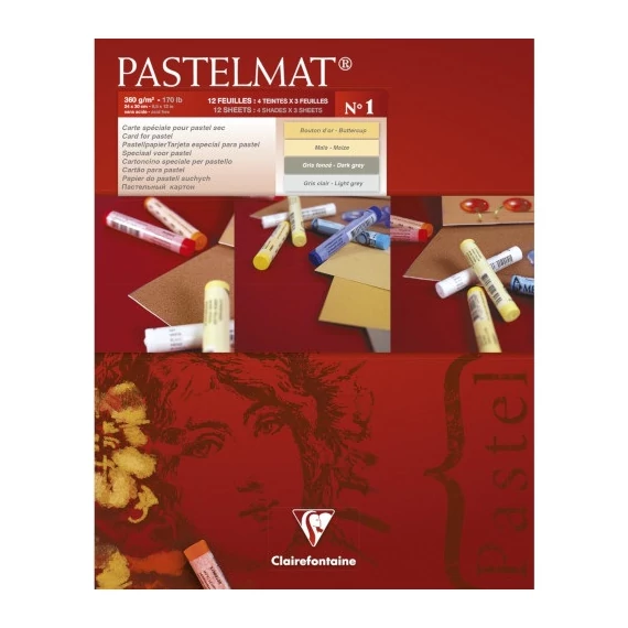 Művészeti rajztömb Clairefontaine Pastelmat n°1 24x30 cm 12 lap 360g vegyes színek