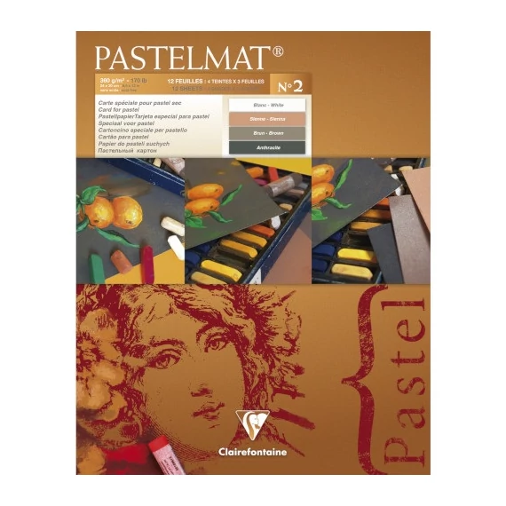 Művészeti rajztömb Clairefontaine Pastelmat n°2 24x30 cm 12 lap 360g vegyes színek