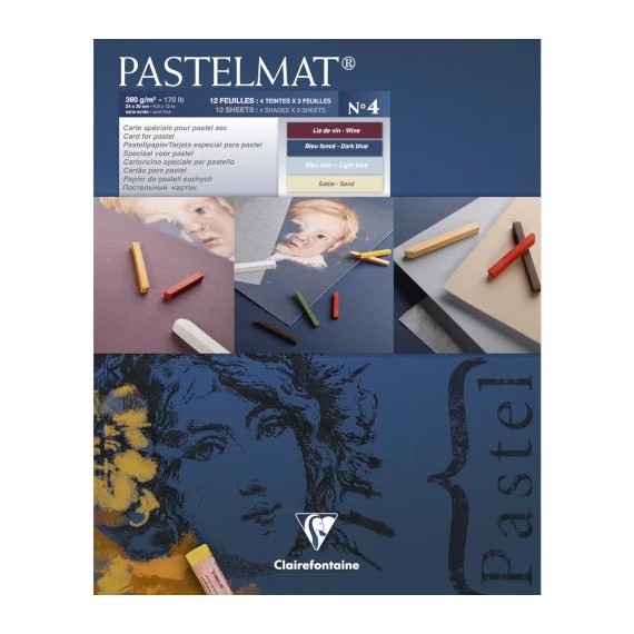 Művészeti rajztömb Clairefontaine Pastelmat n°4 24x30 cm 12 lap 360g vegyes színek