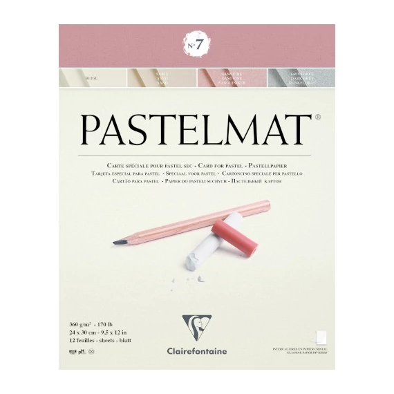 Művészeti rajztömb Clairefontaine Pastelmat n°7 24x30 cm 12 lap 360g vegyes színek