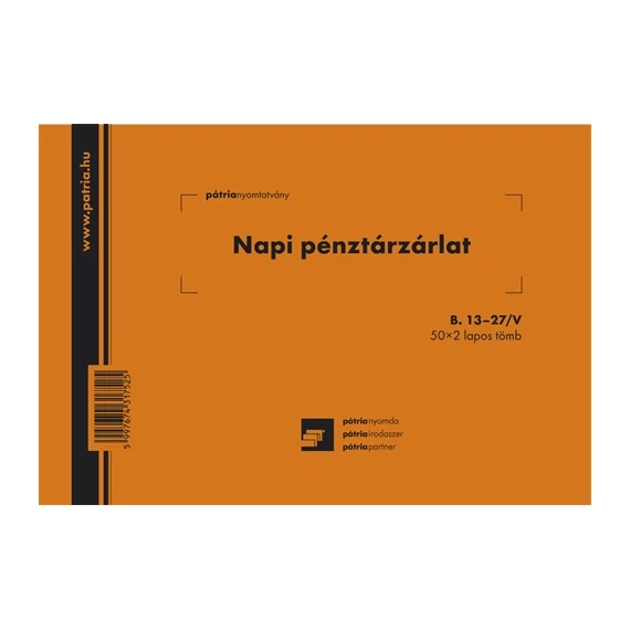Napi pénztárzárlat 50x2 lapos tömb A/5 fekvő