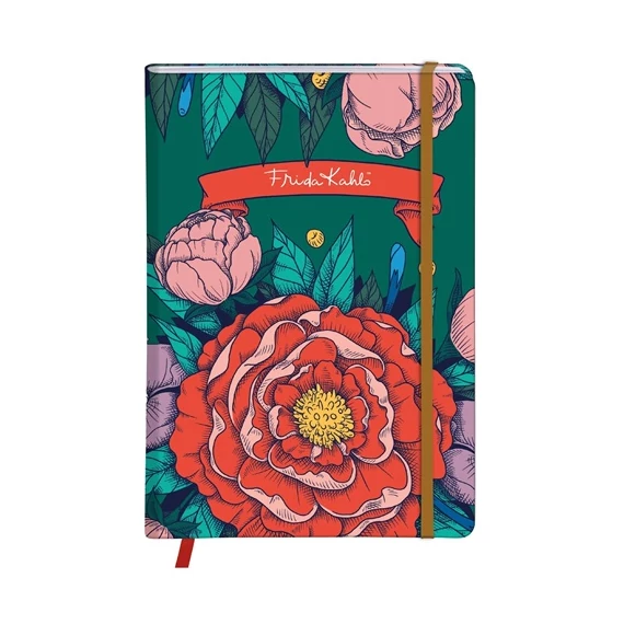 Napló Clairefontaine Frida Kahlo A/5 80 lapos, kemény fedeles, vonalas, gumis záródás, vegyes minta