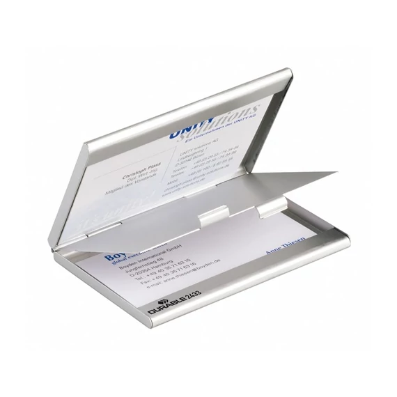 Névjegykártyatartó Durable 90x55 mm alumínium kétrészes ezüst