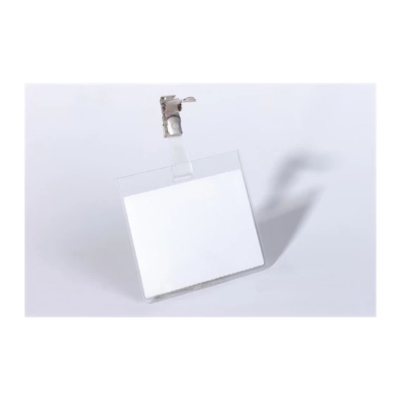 Névkitűző Durable 90x60 mm forgatható fémcsipesszel fekvő