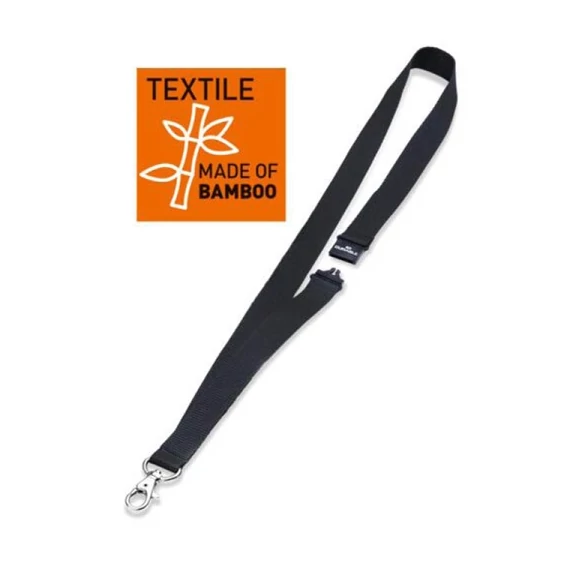 Névkitűző textilszalag Durable 20 ECO karabineres fekete
