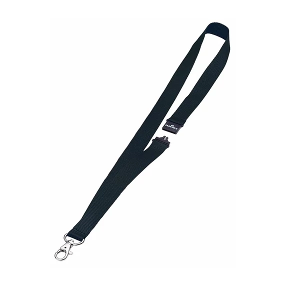 Névkitűző textilszalag Durable 44 cm karabinerrel fekete