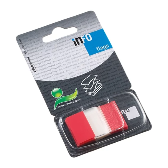 Oldaljelölő műanyag Info Notes Info Flag 25x43 mm 50 lapos áttetsző piros